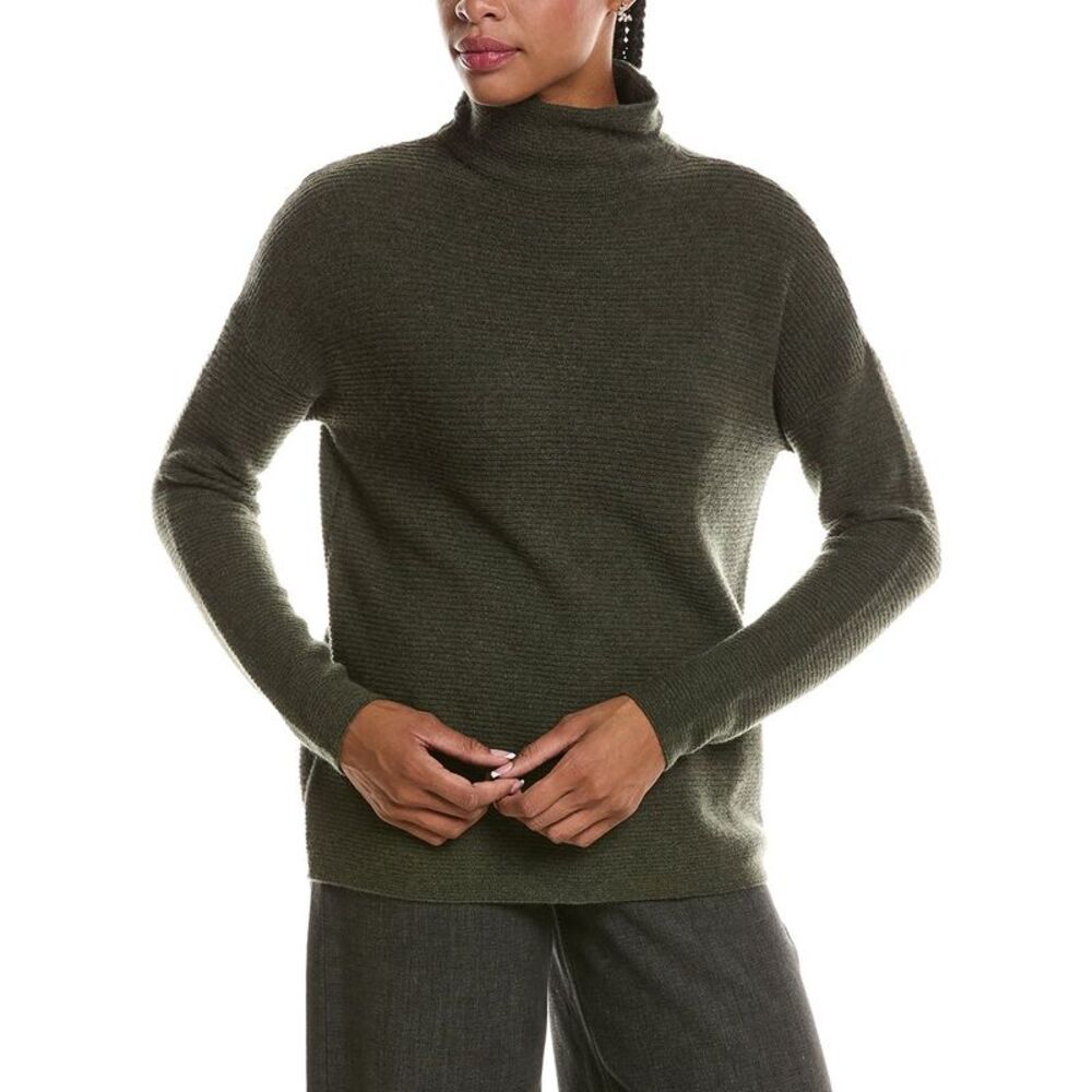 Forte Cashmere Womens  Textured Slouchy Funnel Neck 100% Cashmere Sweater